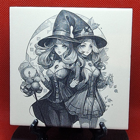 White Witches Laser engraved coaster/tile