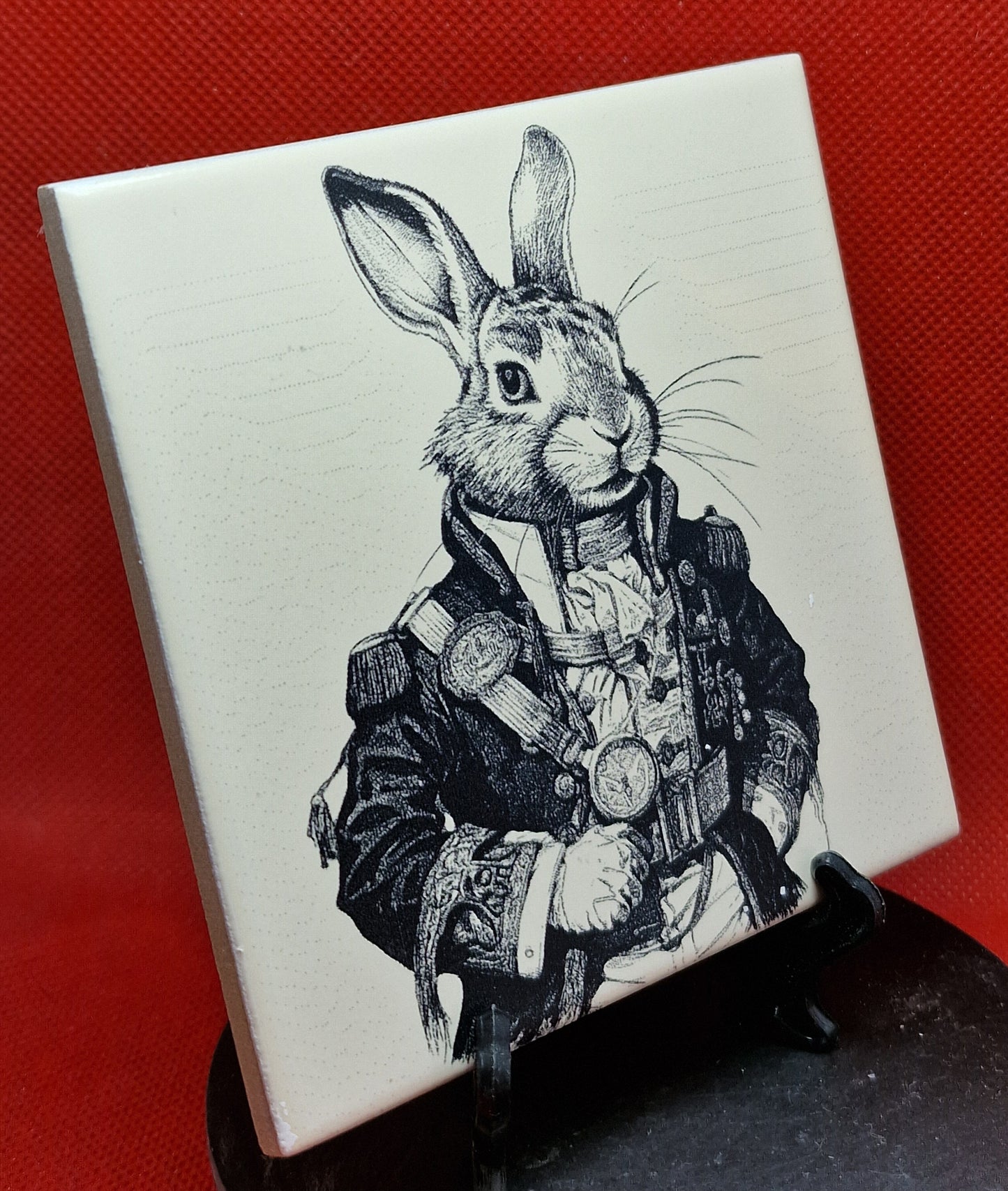 Steampunk Rabbit Laser engraved coaster/tile