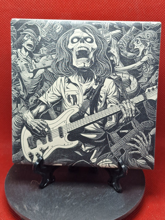 Zombie Rock Star Laser engraved coaster/tile