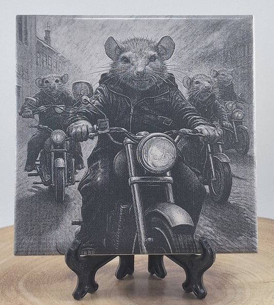 Biker Rats Laser engraved coaster/tile