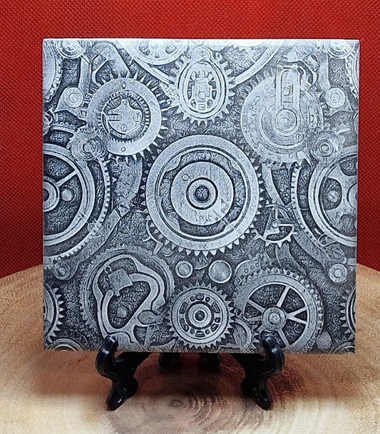 Steampunk Cog Pattern Laser engraved coaster/tile