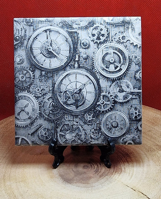 Steampunk Cog Pattern Laser engraved coaster/tile