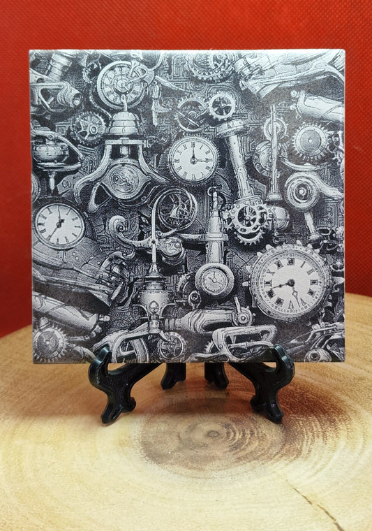 Steampunk Cog Pattern Laser engraved coaster/tile