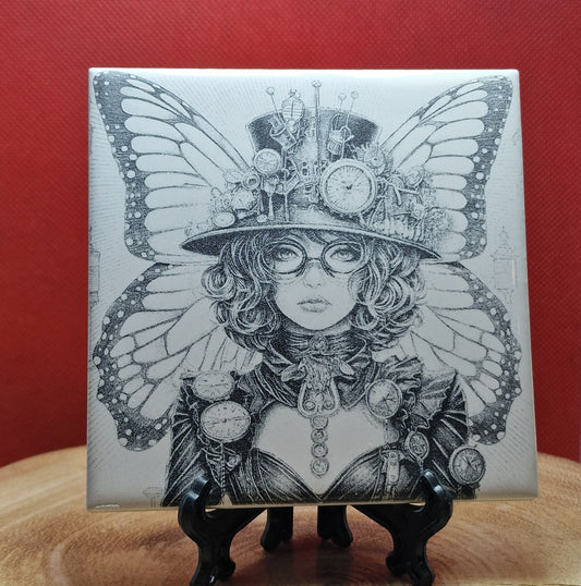 Woman Butterfly Laser engraved coaster/tile