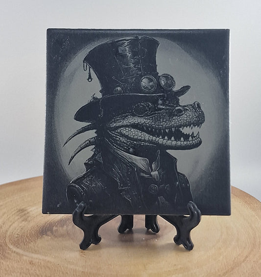 Steampunk Crocodile Laser engraved coaster/tile