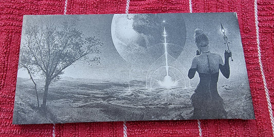 Woman looking at Moon Fantasy Scene Laser Engraved Tile