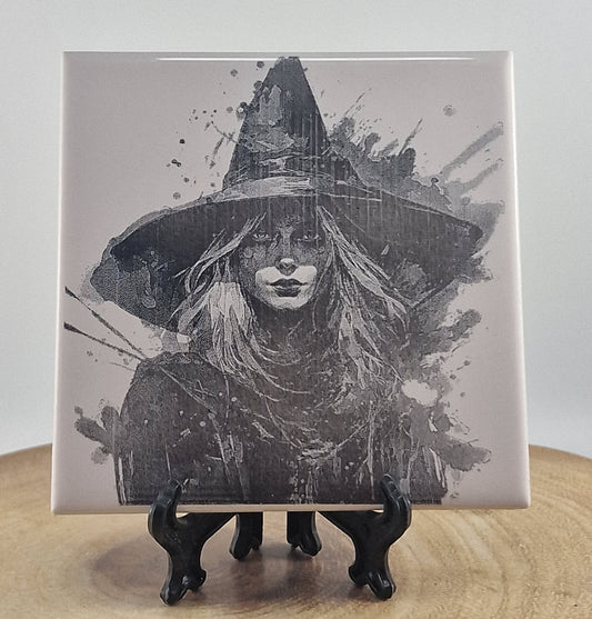 Witch - solo Laser engraved coaster/tile