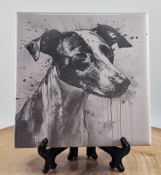 Dog - Whippet Laser engraved coaster/tile