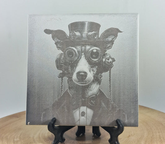 Steampunk Dog Laser engraved coaster/tile