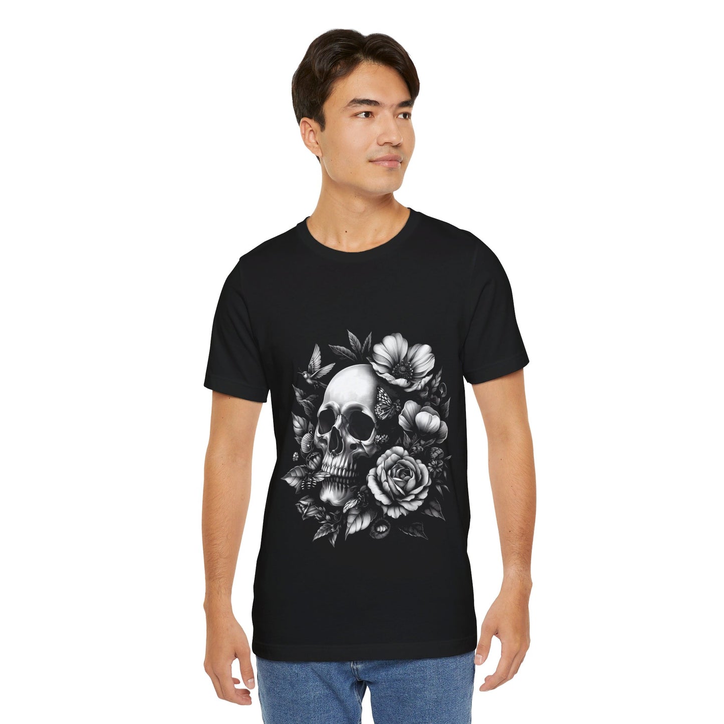 Short Sleeve Tee - Skull and Flowers