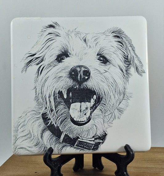 Dog - "Westie" Laser engraved coaster/tile