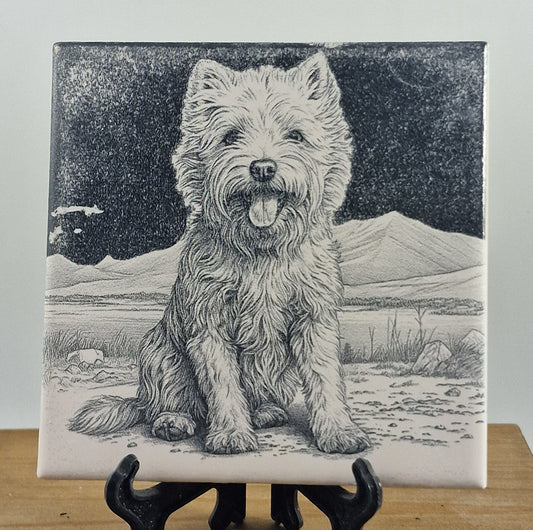 Dog - "Westie" Laser engraved coaster/tile