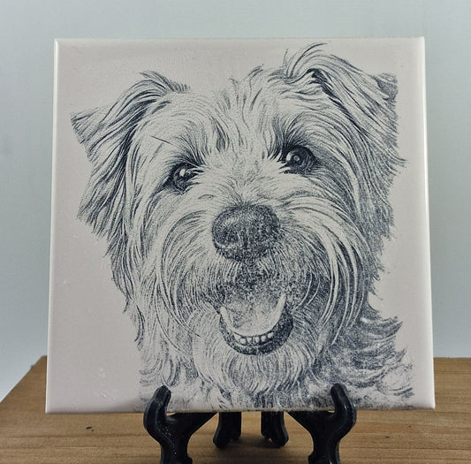 Dog - "Westie" Laser engraved coaster/tile