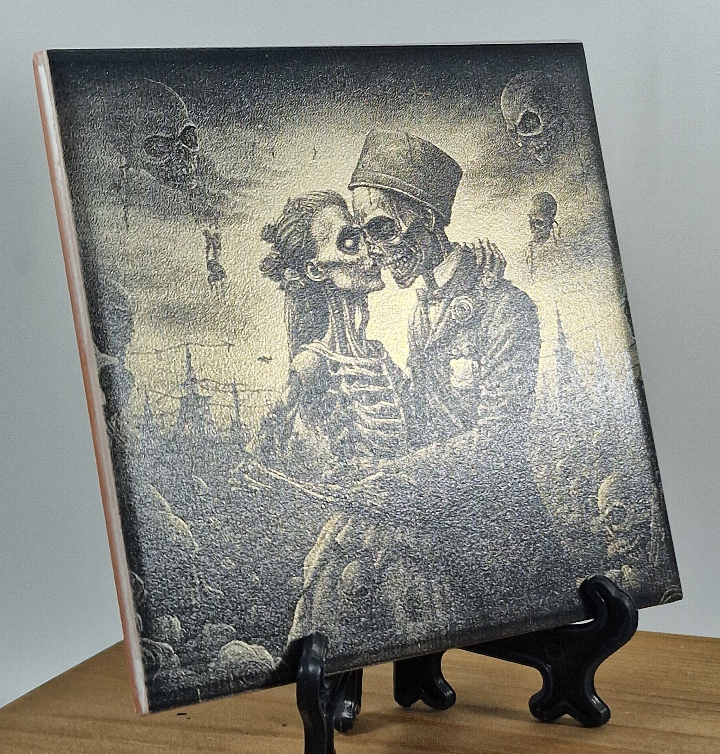 Zombie Couple - till death do us not part Laser engraved coaster/tile