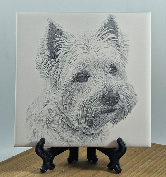 Dog - "Westie" Laser engraved coaster/tile