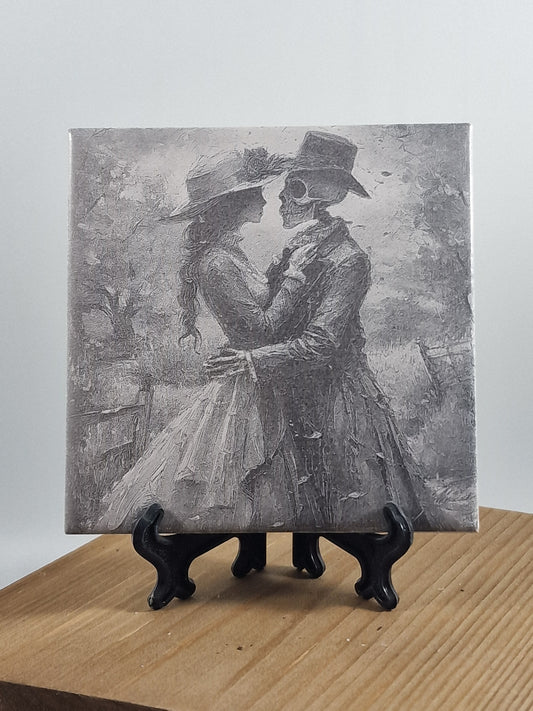 Zombie Couple - till death do us not part Laser engraved coaster/tile