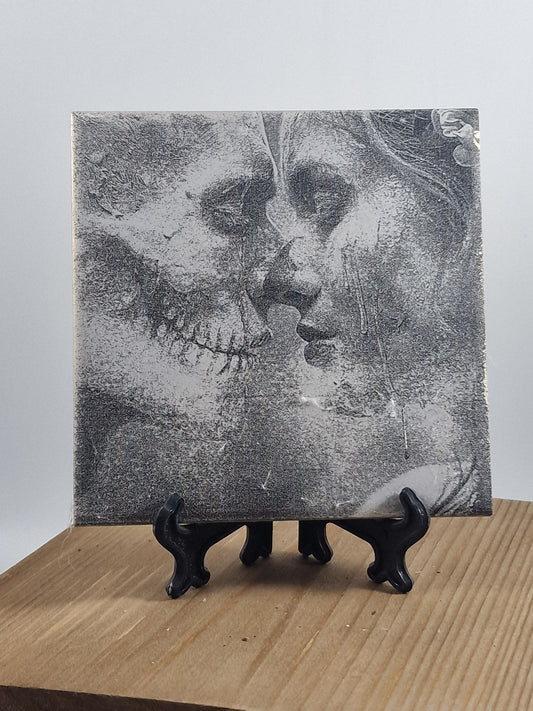 Zombie Couple - till death do us not part Laser engraved coaster/tile