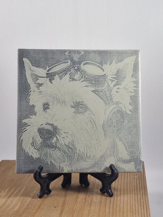 Dog - "Westie" Laser engraved coaster/tile