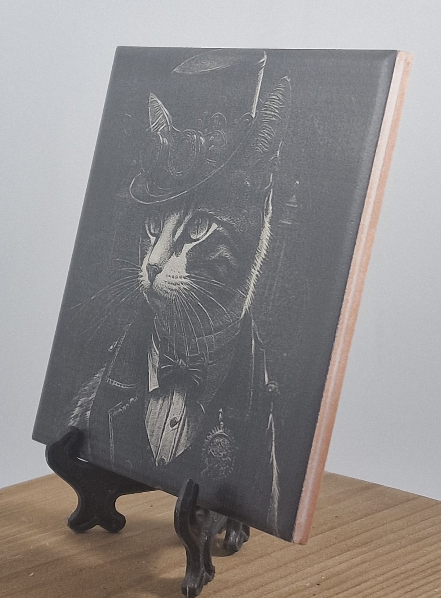 Steampunk Cat Laser engraved coaster/tile