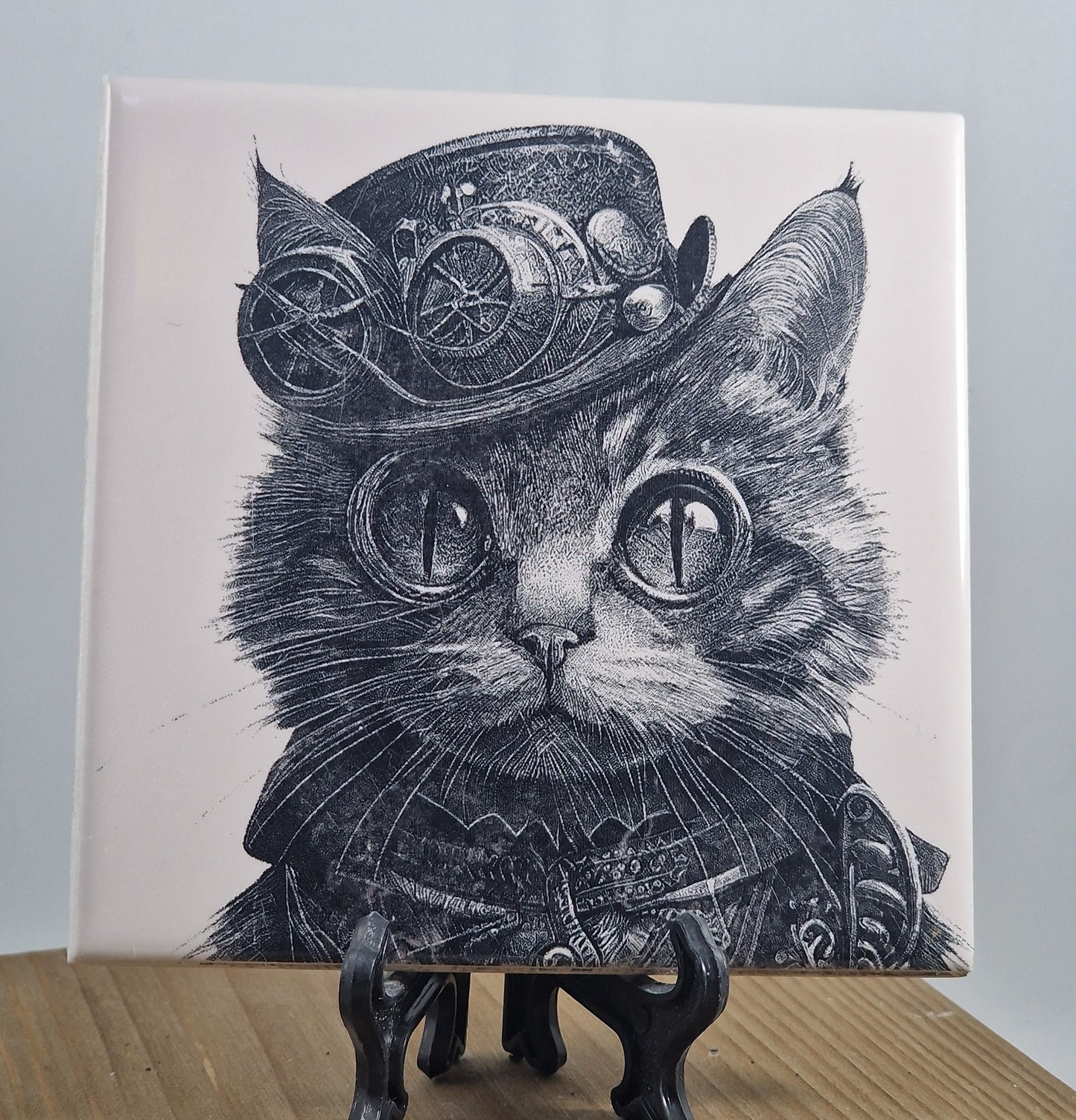 Steampunk Cat Laser engraved coaster/tile