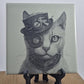 Steampunk Cat Laser engraved coaster/tile