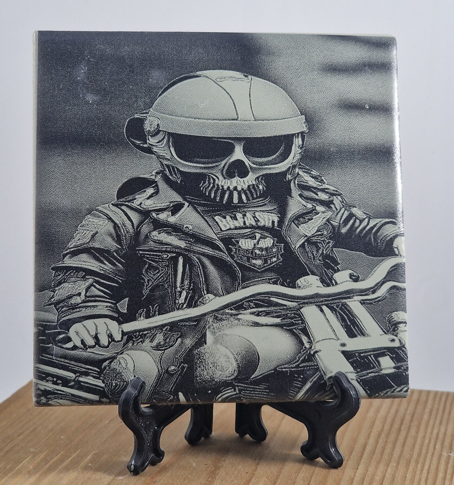 Skeleton Bike Rider Laser engraved coaster/tile