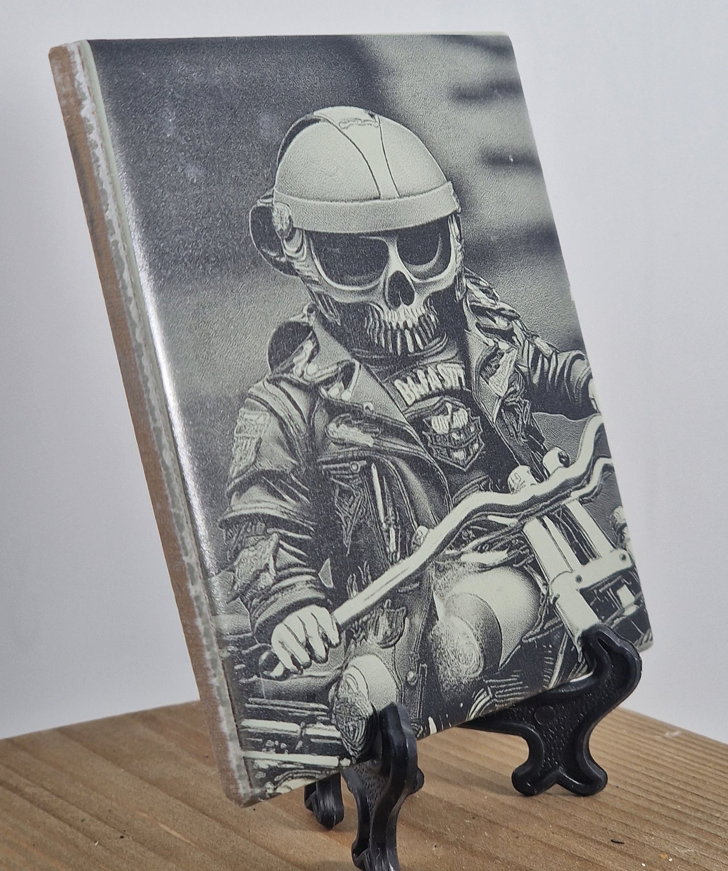 Skeleton Bike Rider Laser engraved coaster/tile