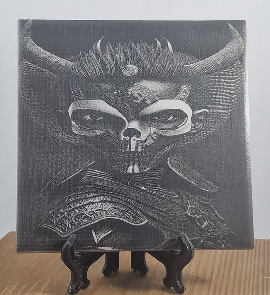 Horned Warrior Laser engraved coaster/tile