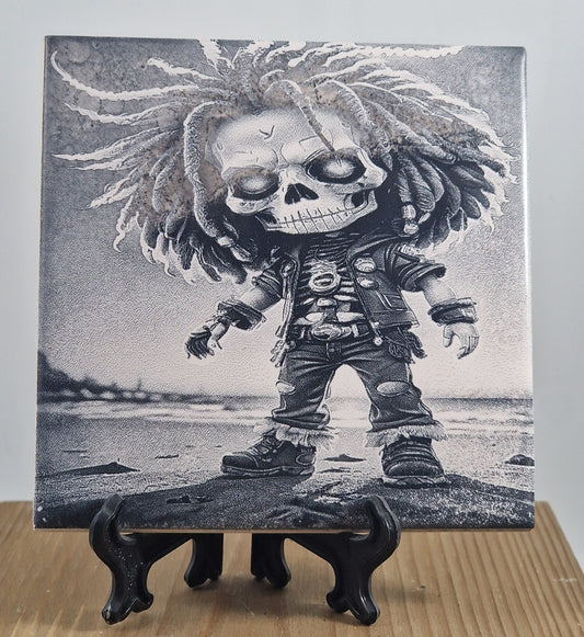 Rasta Skeleton Laser engraved coaster/tile