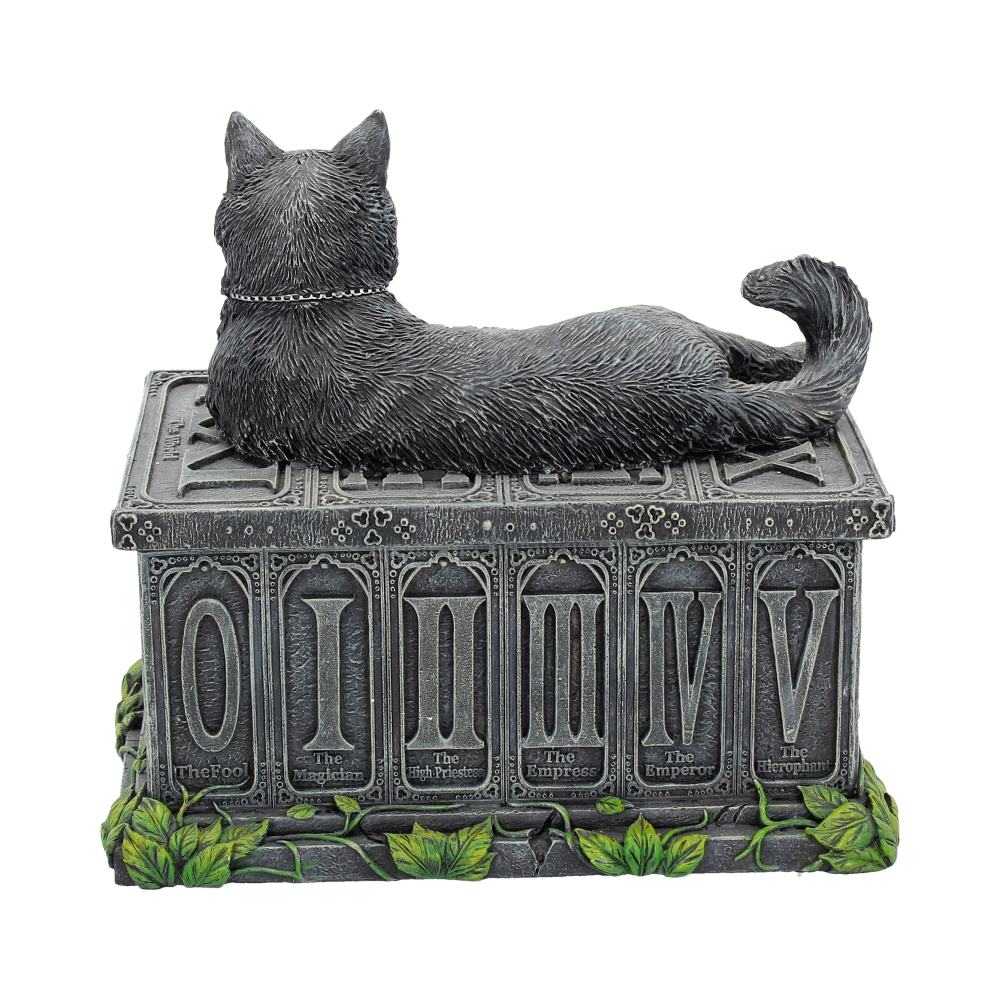 Fortune's Watcher Cat Familiar Tarot Card Box / Trinket Box