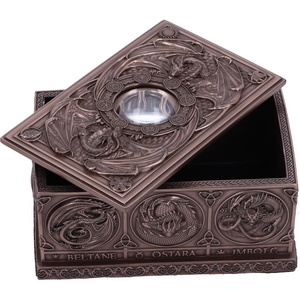 Anne Stokes Dragons of the Sabbats Bronze Tarot Card Box / Trinket Box