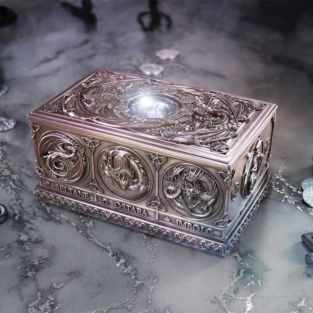 Anne Stokes Dragons of the Sabbats Bronze Tarot Card Box / Trinket Box