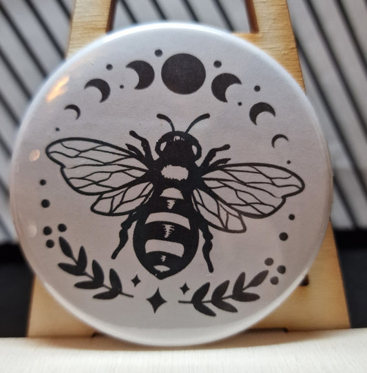 Bee and Moon 59mm Badge