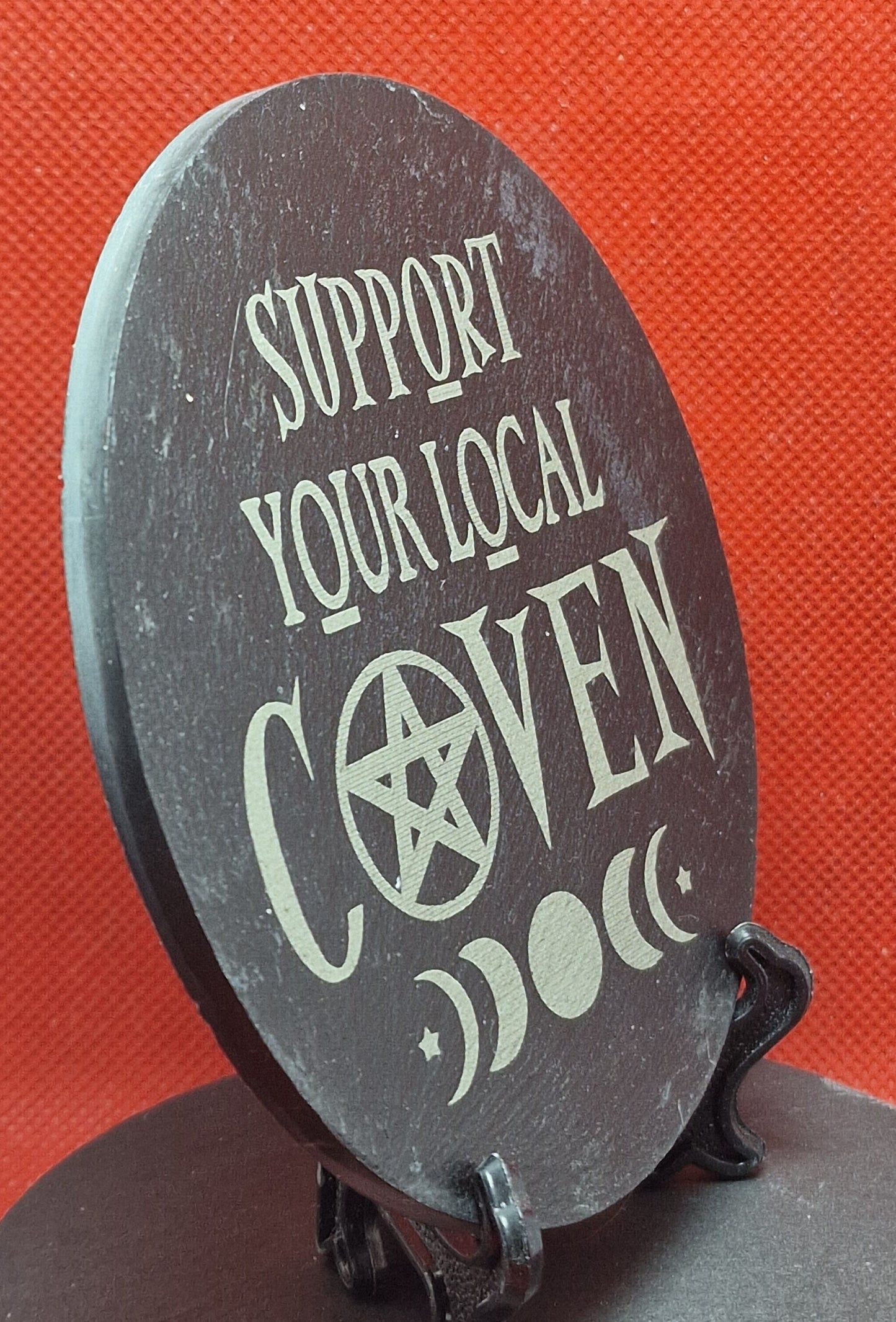 Support Your Local Coven Slate Coaster  (Round)