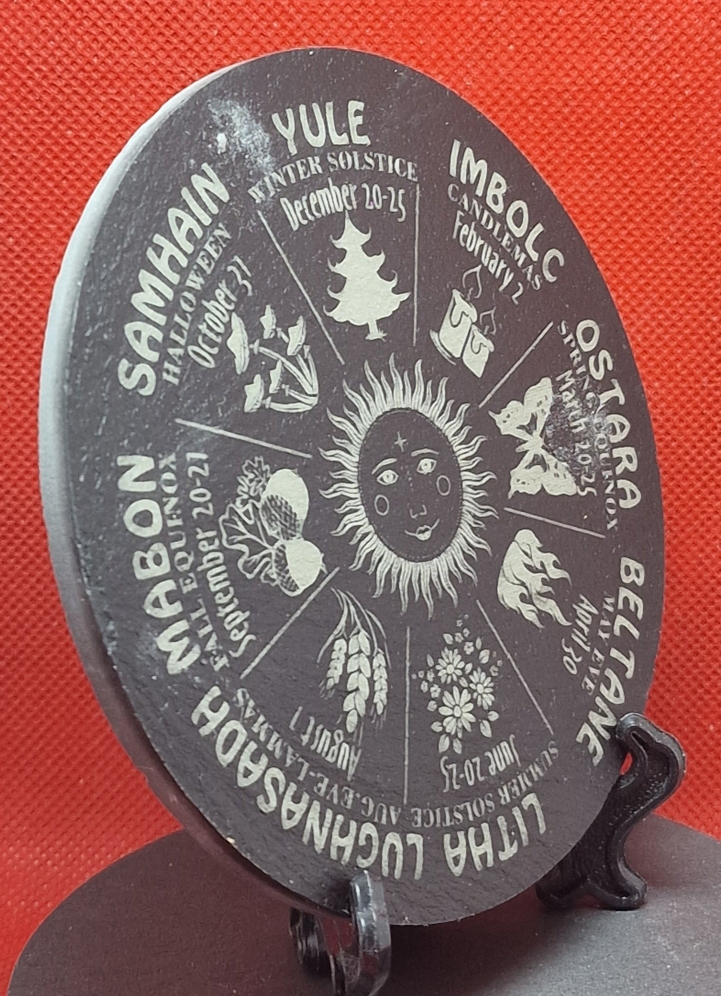 Wheel of the Year Slate Coaster  (Round)