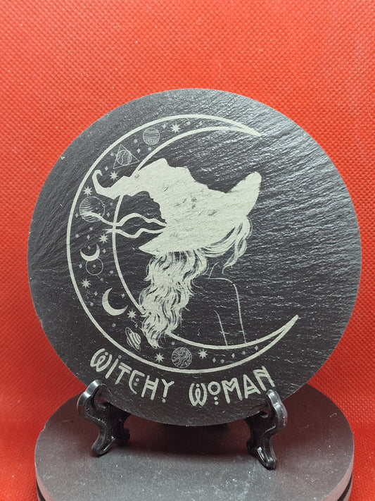 Witchy woman Slate Coaster  (Round)