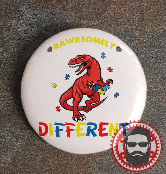 25mm Badge (Button Badge) - Autism -Dinosaur