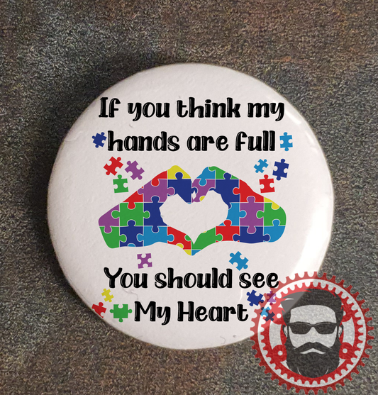 25mm Badge (Button Badge) - Autism - See my heart