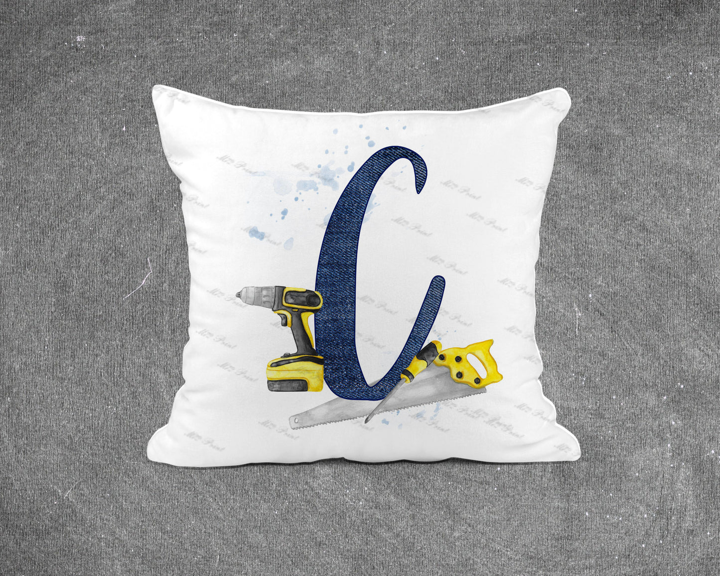 Handyman Tools Initial Letter Cushion