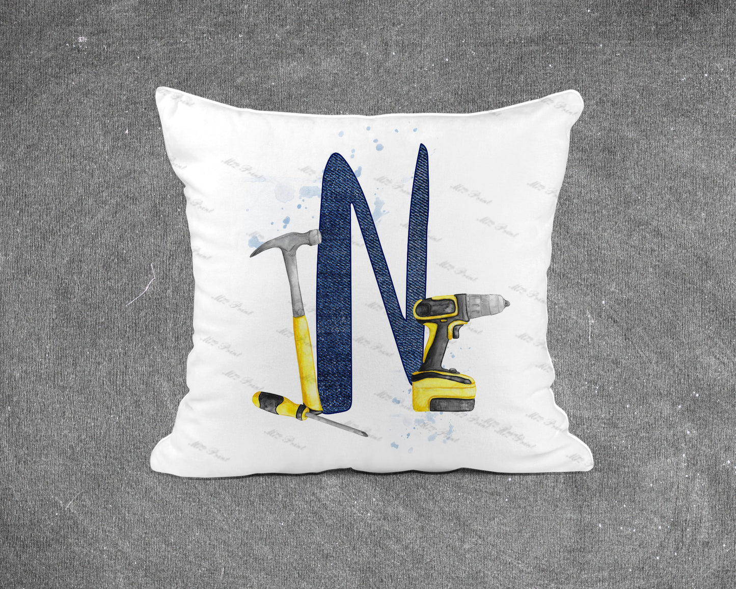 Handyman Tools Initial Letter Cushion