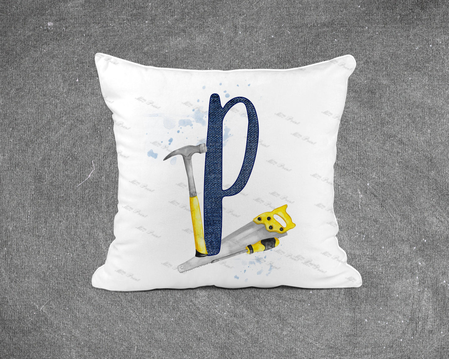 Handyman Tools Initial Letter Cushion