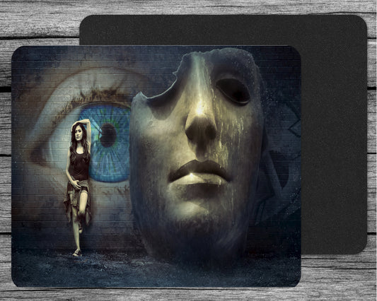 Girl & Mask - Fantasy style mouse mat