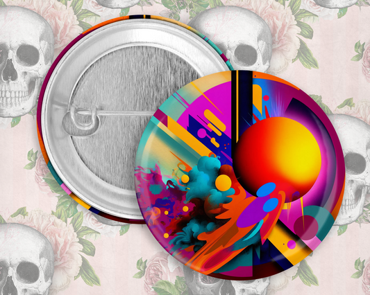 59mm Badge - Bright Coloured Abstract