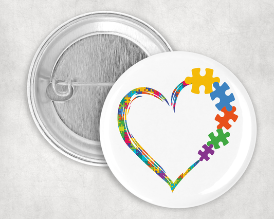 59mm Badge - Autism - Heart