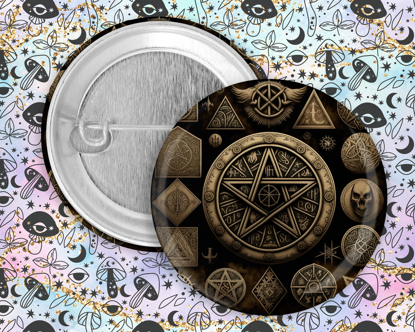 59mm Badge - Mystical Symbols