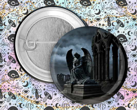 59mm Badge - Angel in Abbey Ruins