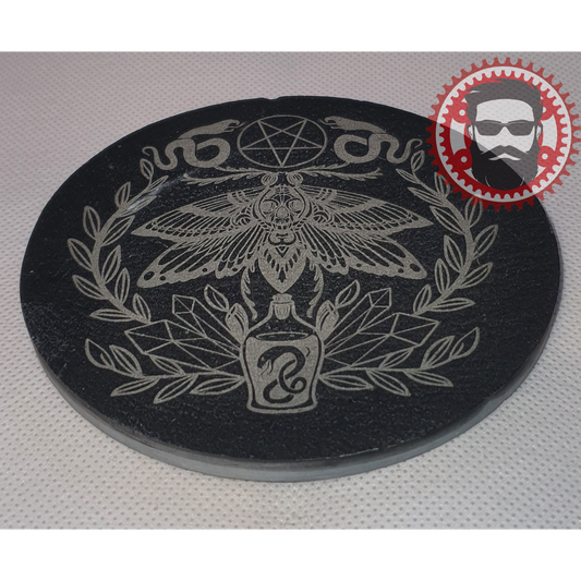 Moth Design Slate Coaster  (Round)