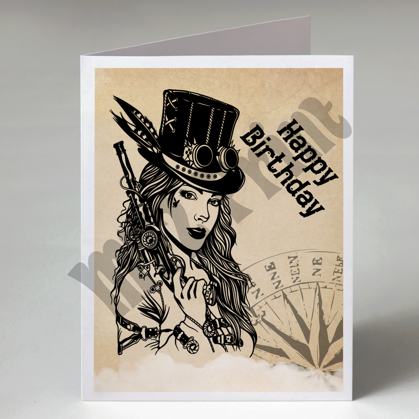 Steampunk Birthday Card - Steampunk Woman