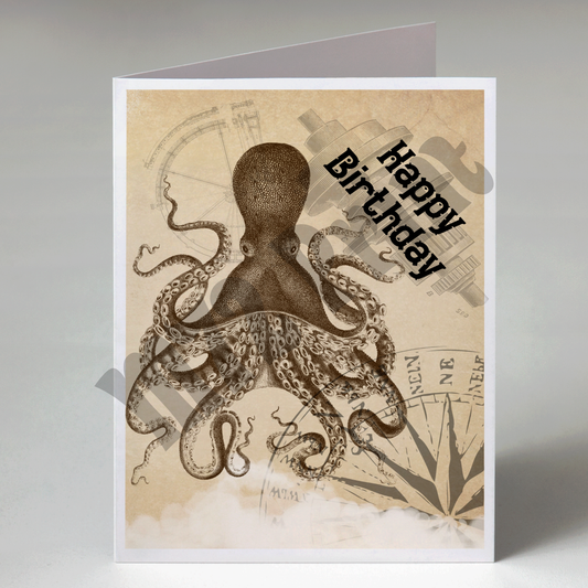 Steampunk Birthday Card - Octopuss