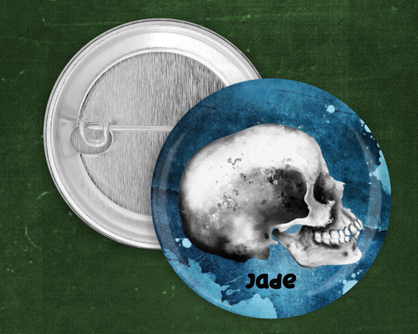 59mm Badge - Halloween Skull (blue)